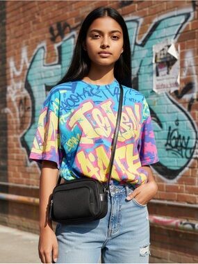 Coach 7433 Twill Leather Trim Crossbody Shoulder Handbag Purse in black